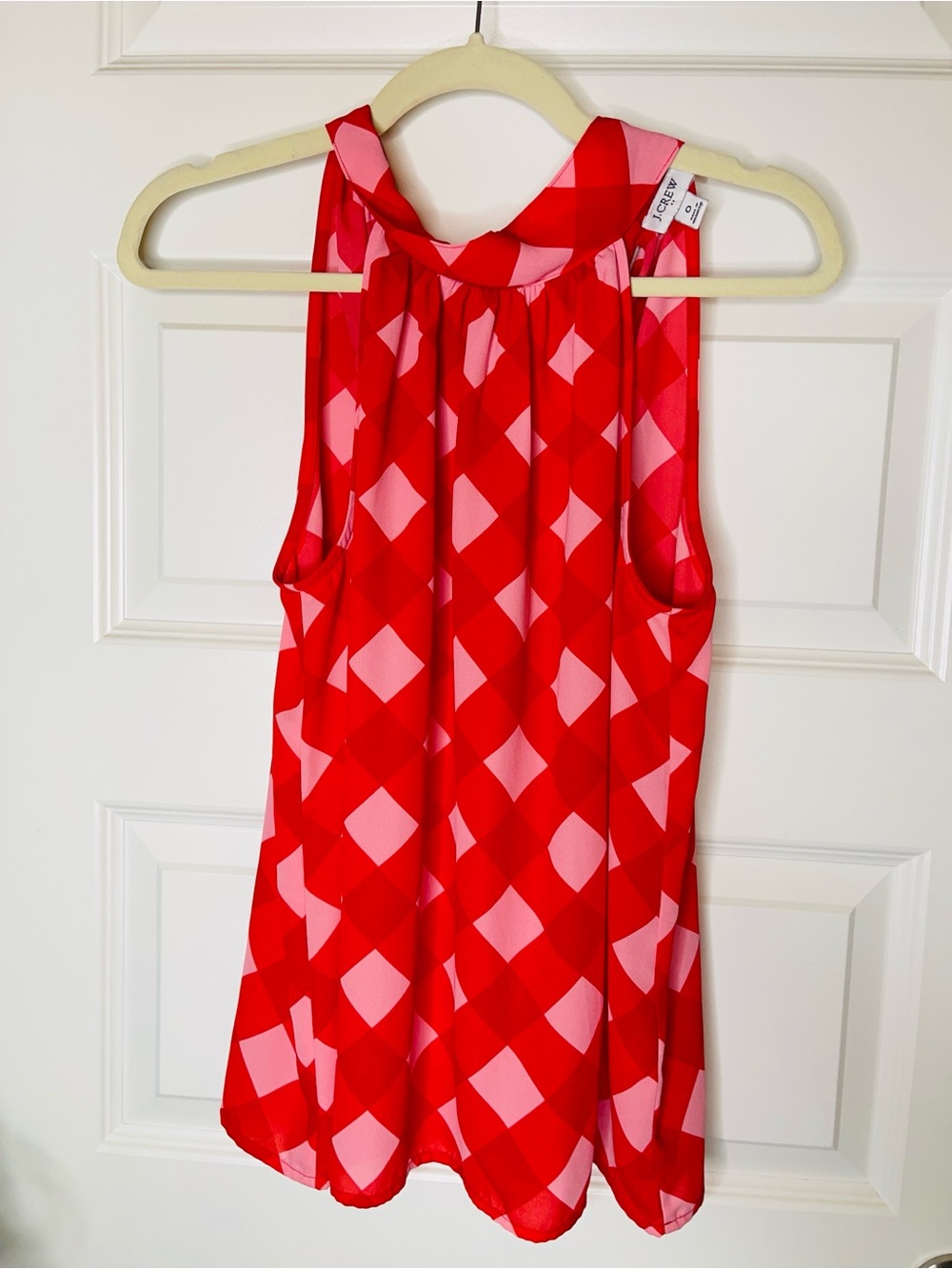 J. Crew | Red and Pink Geometric Sleeveless Top